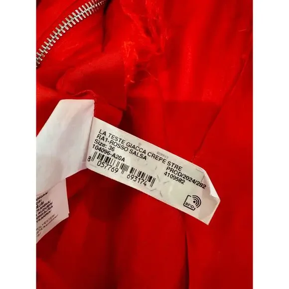 Pinko Moto Zip Blazer Women’s IT 36 US 6 Medium Red Y2K Biker McQueen - Picture 15 of 16